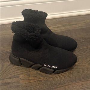 Balenciaga Black Knit High-Top Sneakers